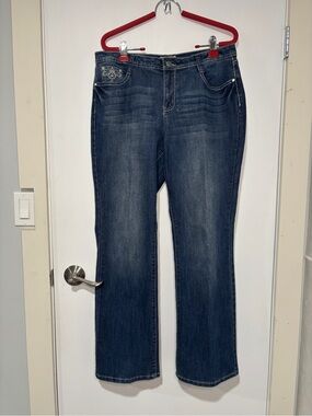 Vintage Y2K Earl Jeans Dark Blue Bootcut Jeans with Embroidered Pocket